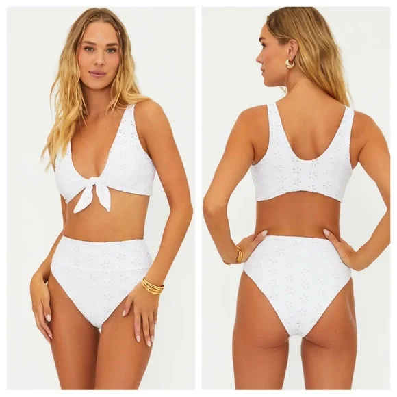 Beach Riot Dallas Top Hazel Bottoms in Magnolia White EyeletLARGE NWT